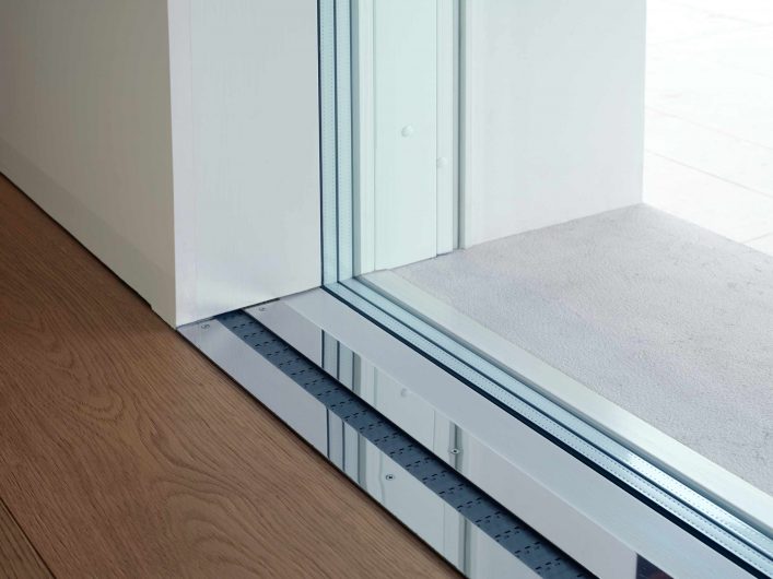 Detail of the Skyline Sliding floor guide with built-in fixed