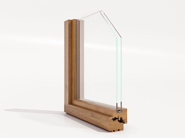 Klima 80 Slim corner unit with modern glazing bead, internal view